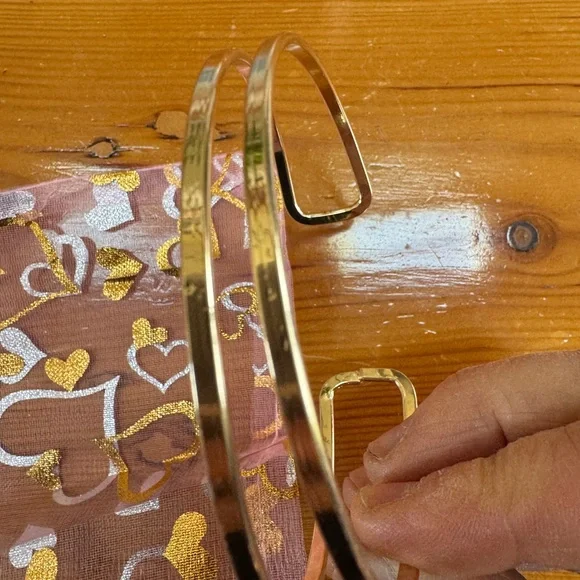 Delicate Gold Tone Open Bangle Arm Bracelet - Picture 2 of 4